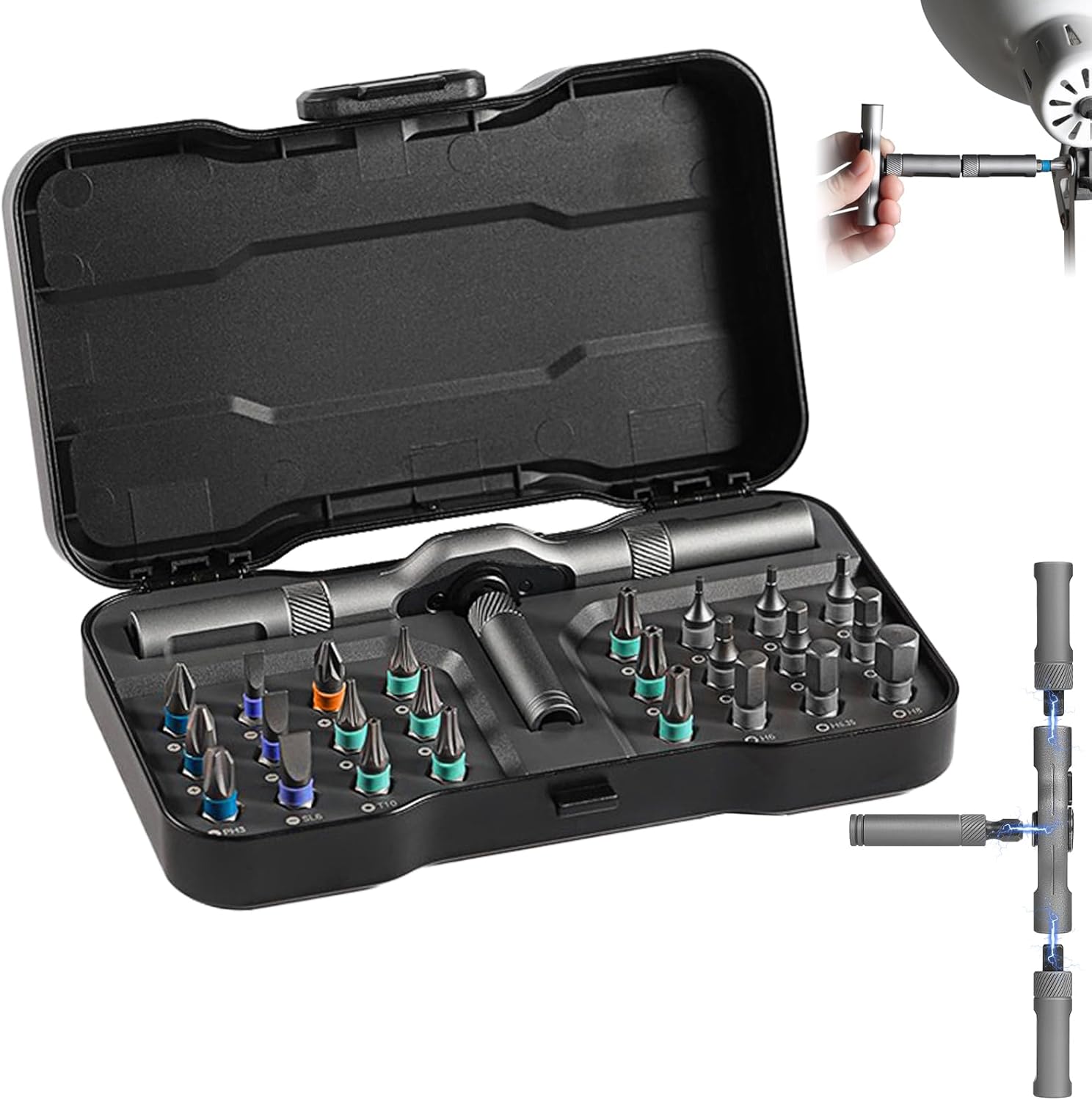 24 in 1 Magnetic Screwdriver Set, Ratchet Screwdriver Set Magnetic, DIY Ratchet Handle Detachable Versatile Toolkit for PC, Furniture, Bicycle