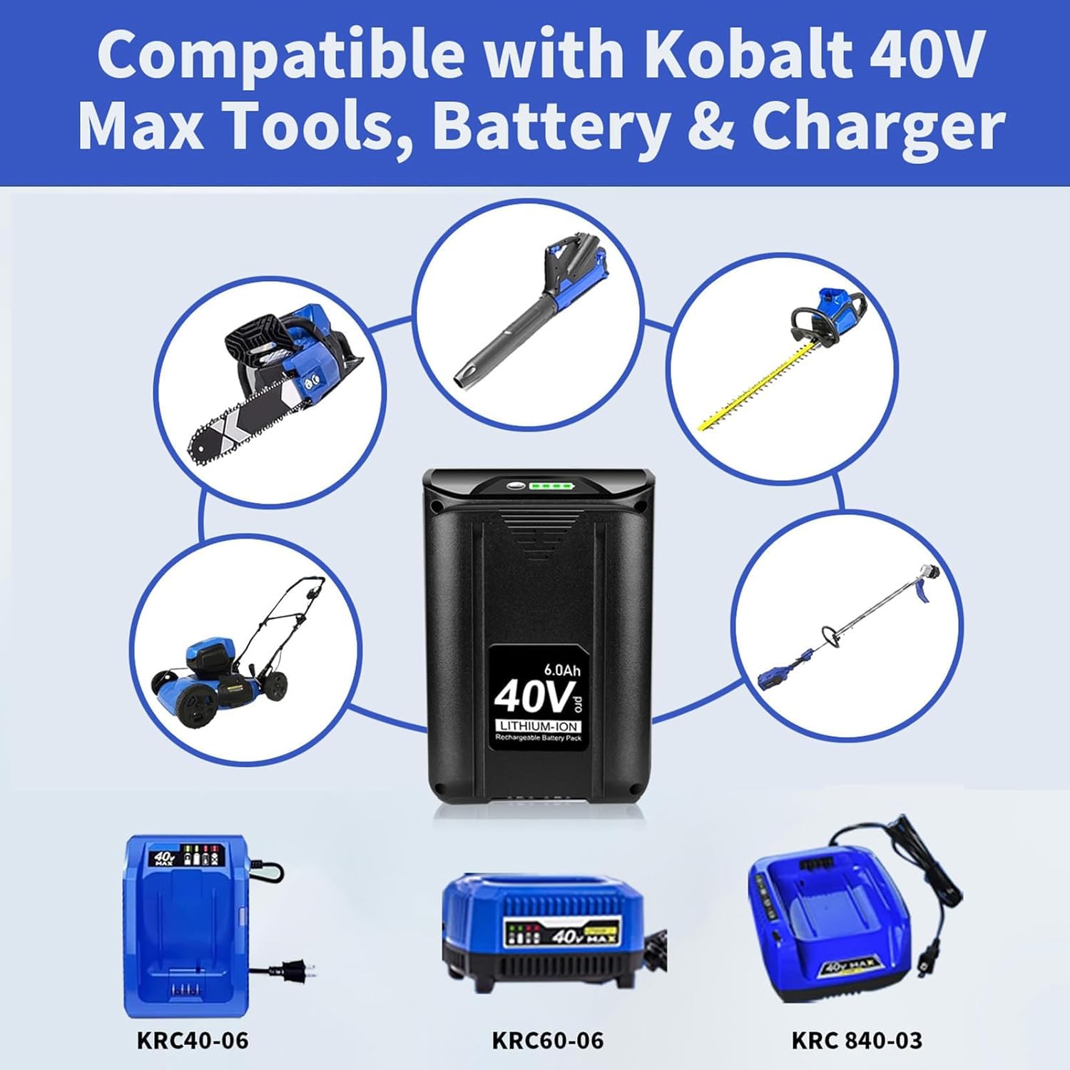 Emanjor 40V Max 6.0Ah Lithium Ion Battery Replacement for Kobalt 40-Volt Battery KB2540C-06 KB640-03 KB640-06 KB540-06 KB540C-06 KB440-06 KB440-03 KB245-06 KB240-03 KB240-06 KB240C-06