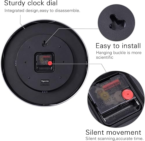 Miniatura 4 de Reloj de pared de 12 pulgadas con temperatura y humedad, reloj de pared con marco de aluminio, movimiento silencioso y preciso, decorativo para