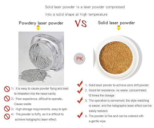 Miniatura 3 de Polvo láser holográfico sólido Holo dorado plateado para uñas efecto camaleón multi cromo pigmento de manicura salón hogar arte DIY Deco 004oz1g2