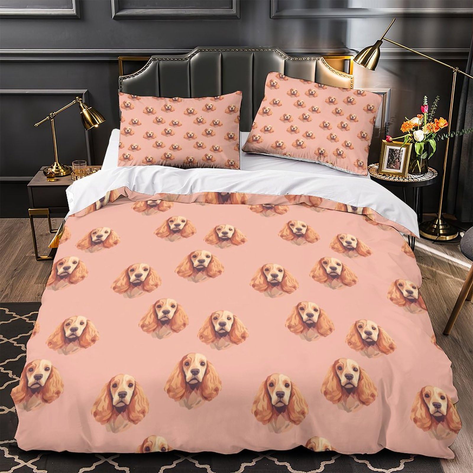 Housse de couette Cocker Spaniel parure de lit douce pour les amoureux des chiens