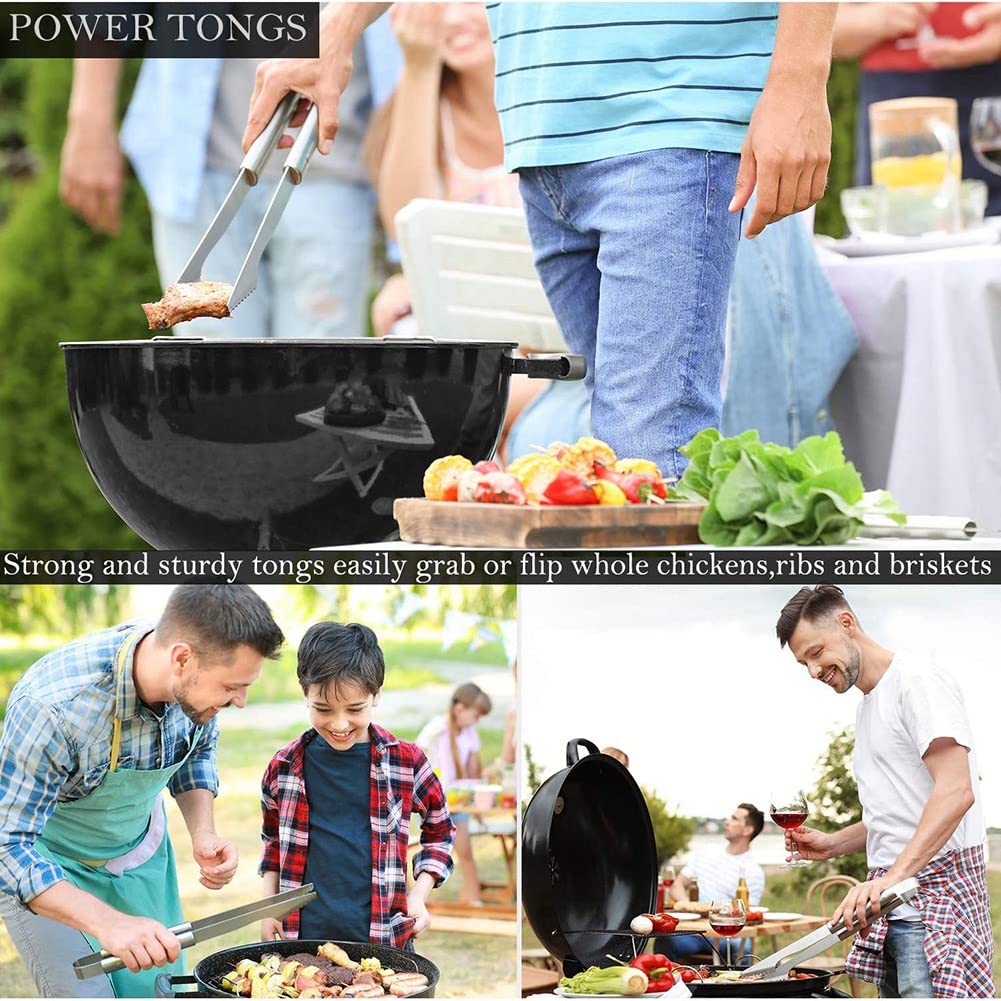 ICOBES Set di attrezzi per barbecue in acciaio inox, 29 pezzi, accessori per barbecue, valigetta in alluminio, per esterni, campeggio, argento