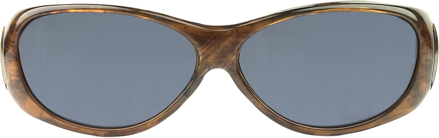 Fitovers Eyewear - Lotus Collection Designed to Fit Over Medium Oval Frames Not Exceeding 136mm X 44mm - Brushed Horn/polarized Grey