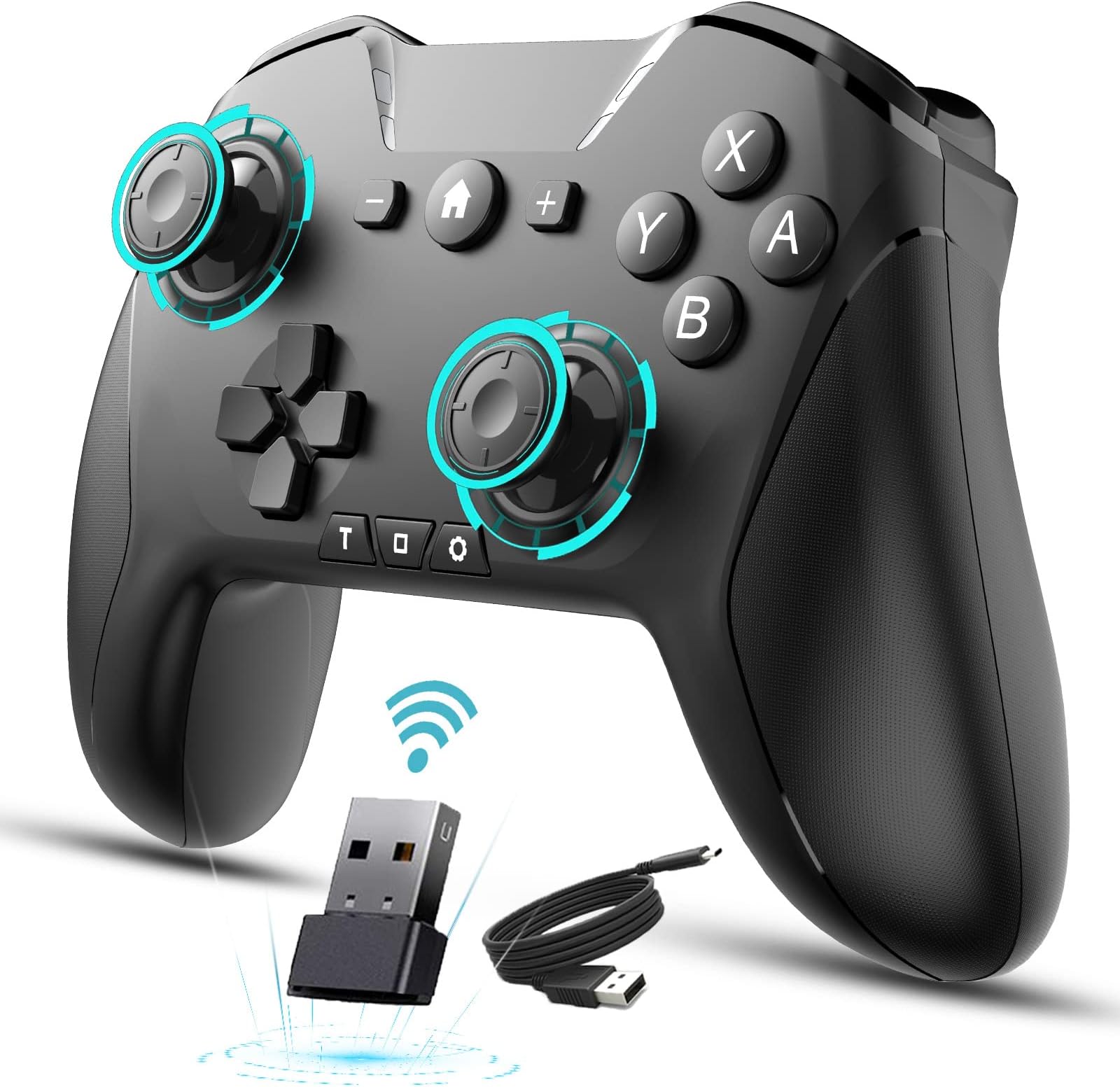 UNIHOW Controller for PC/Laptop/Android/TV/Tesla/Steam/Switch, Switch Pro Controller with Backbone/Trigger Keys, Dual-Vibration Joystick Gamepad Computer Bluetooth Controller with 2.4G Adapter