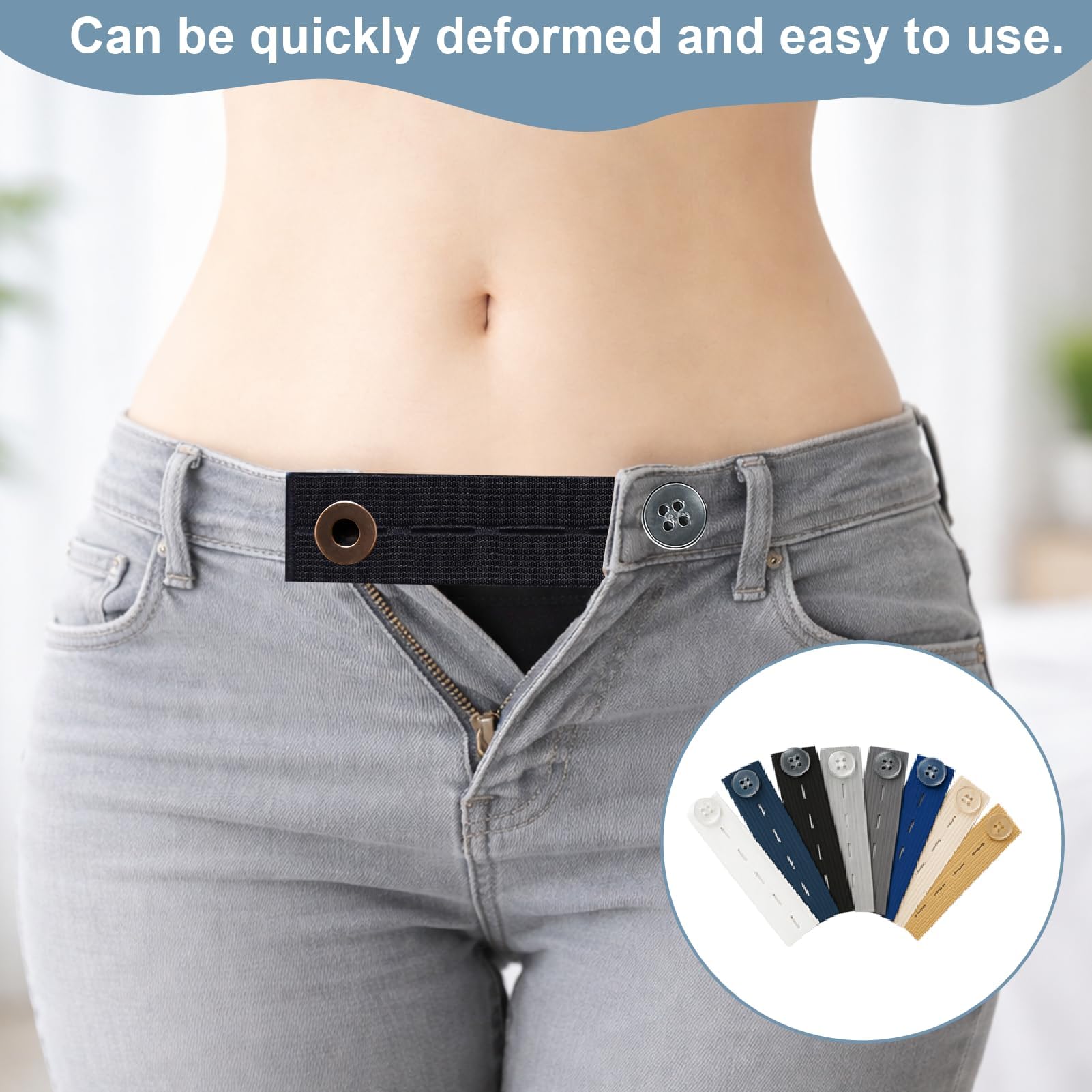 Ebksqs 8 Piezas Extensor de Pantalón para Embarazada – Botones Ajustables para Pantalones y Falda, Extensores de Cintura Elástica para Mujer y Hombre — view 5