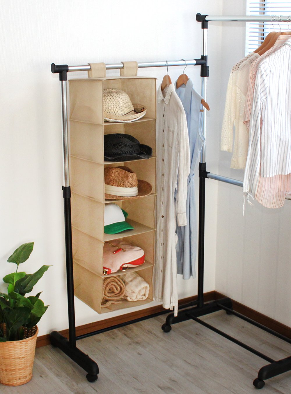 Amazon｜ハンガーラック用吊り下げ棚 6段 幅31×奥行30×高さ106cm