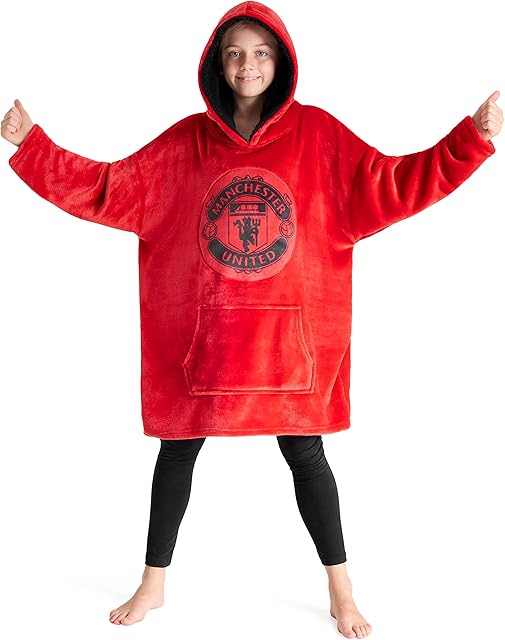Manchester United F.C. Boys Hoodies, Oversized Hoodie Blanket, Kids Football Gifts