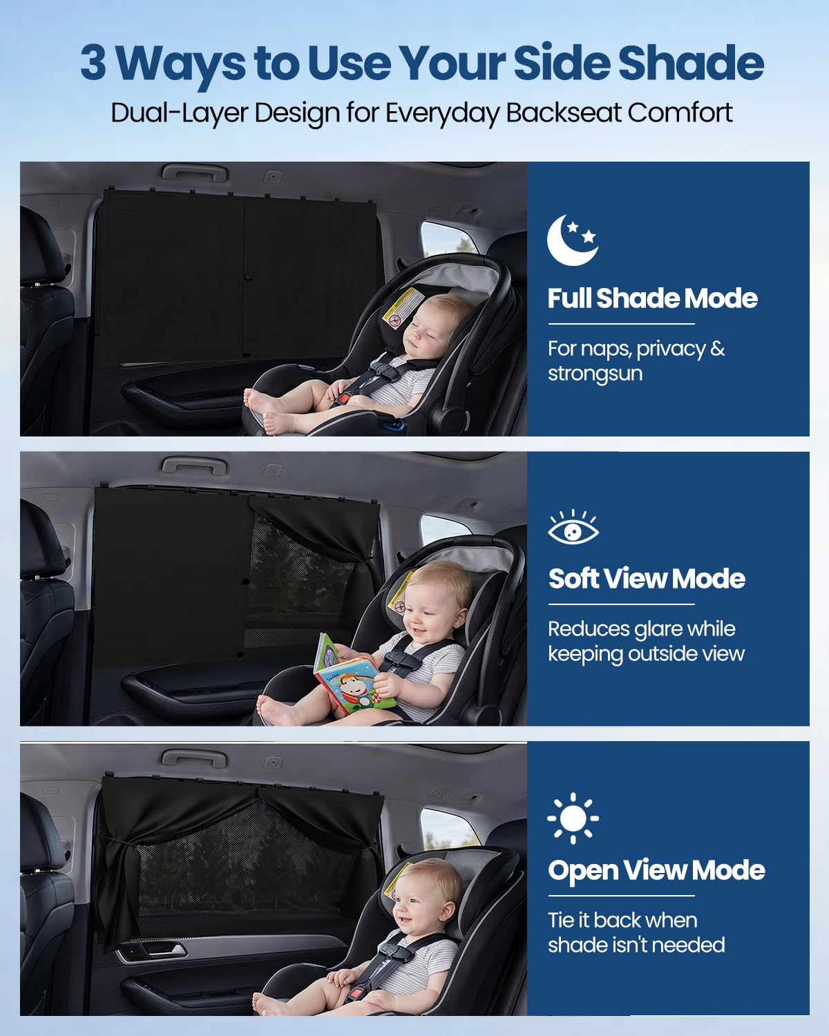 PEMOTech Sonnenschutz Auto Baby【2 stück/Magnetisch】 UV-Schutz Auto Vorhang Nachhaltiges & Hochwertiges Doppelte Schutzwirkung Sonnenschutz Kinder fit 99% Autos, Privatsphäre Für Ihre Familie