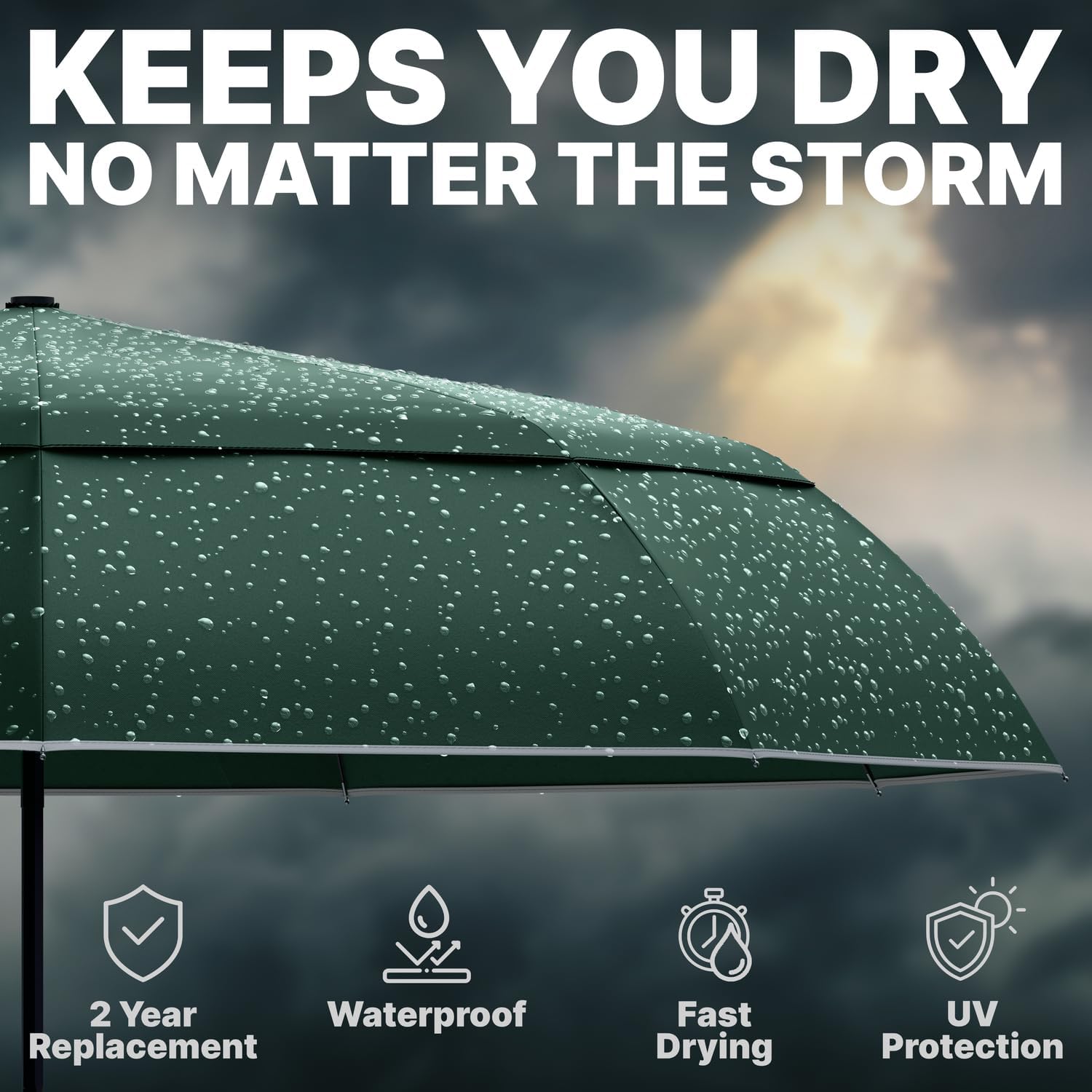 Royal Walk Windproof Folding Travel Umbrella Compact and Strong Luxurious Real Wood Handle Automatic Open Close Vented Double Canopy for Men and Women