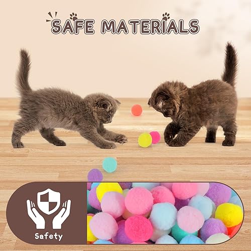 Miniatura 6 de Splarwbk 1 lanzador de bolas para gatos + 80 bolas de juguete para gatos de 1.2 pulgadas (actualizadas), juguete elástico silencioso de felpa para