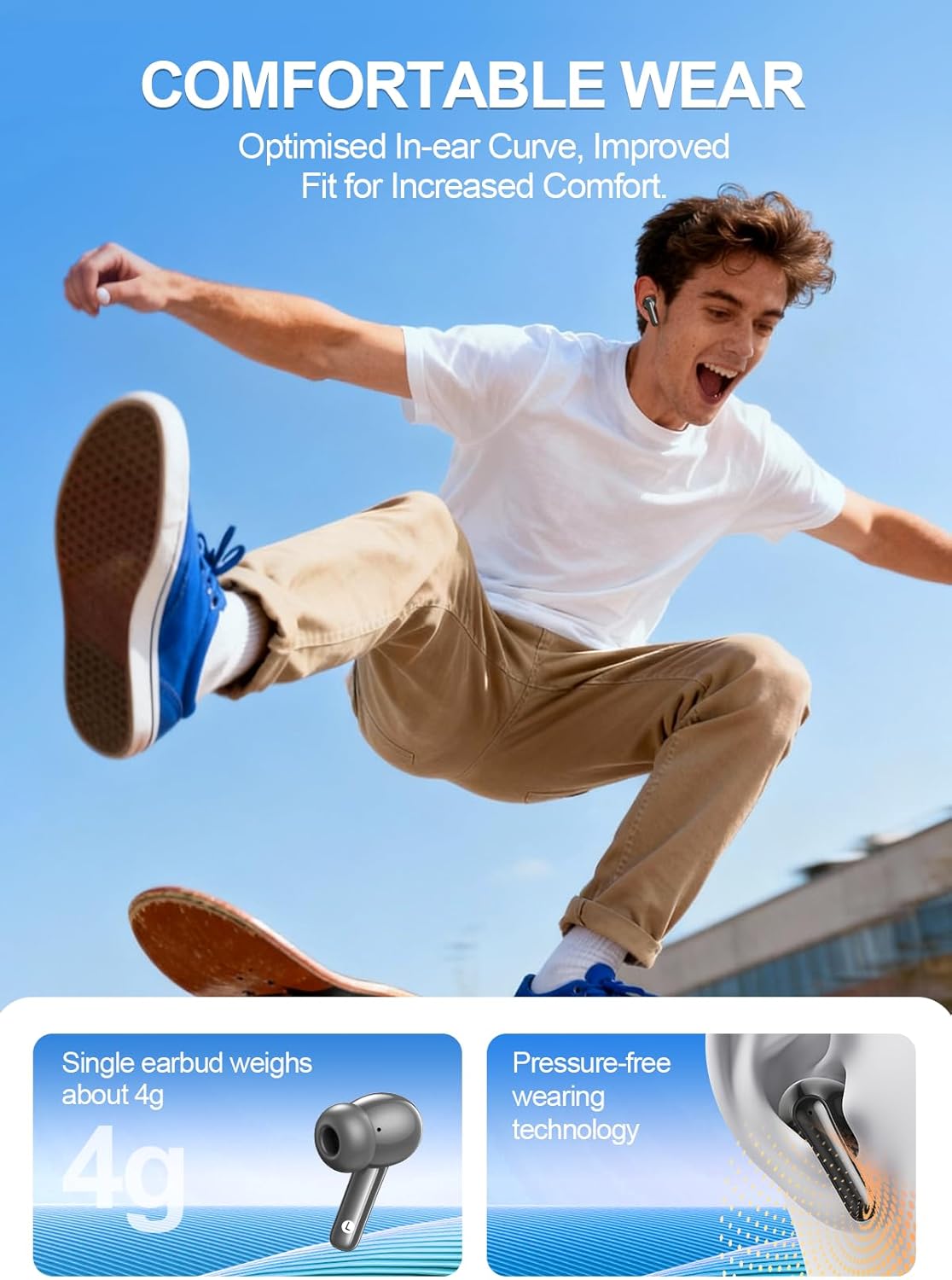 Wireless Earbuds, Bluetooth 6.0 Ear Buds ANC Noise Cancelling Headphones with Multifuntional Touchscreen, 48H Playtime, Stereo Sound, Clear Calls for Sports Workout, Graphite - Image 7