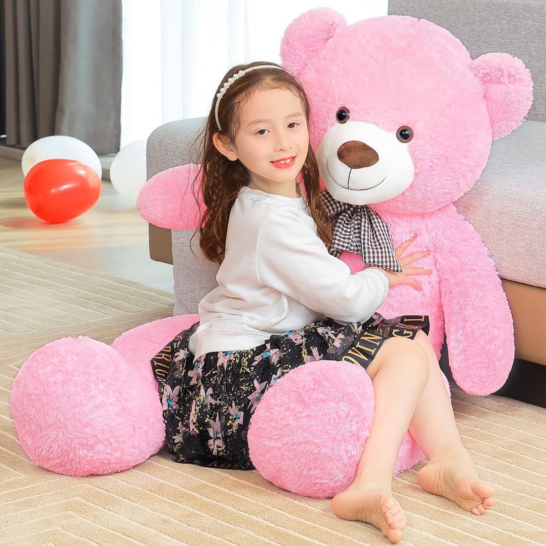 Groß Teddybär Kuschelbär XL riesen Teddy Bear Plüschbär Kuscheltier Big Teddybear (Rosa)
