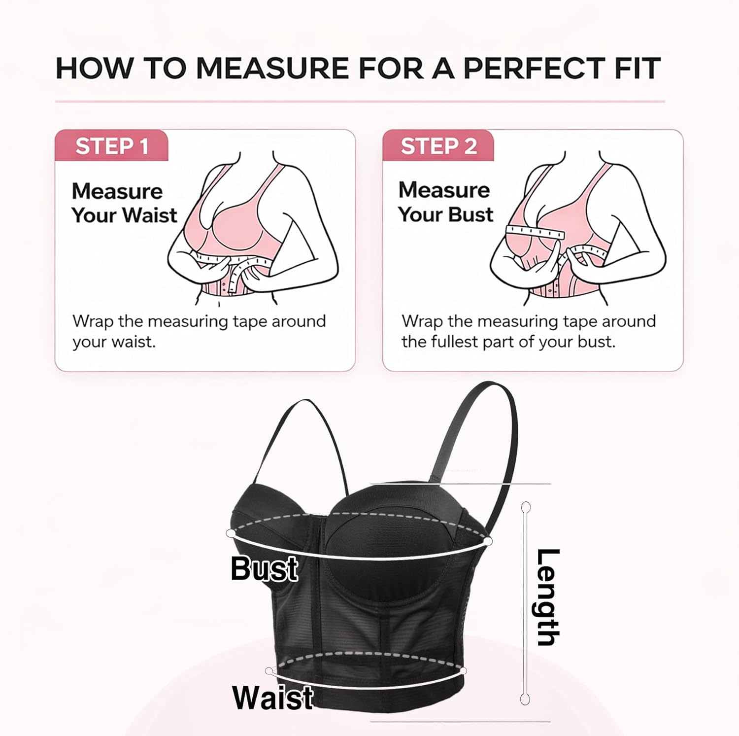 ELLACCI Women's Mesh Bustier Crop Top Push Up Corset Tops Bra Black - Image 6