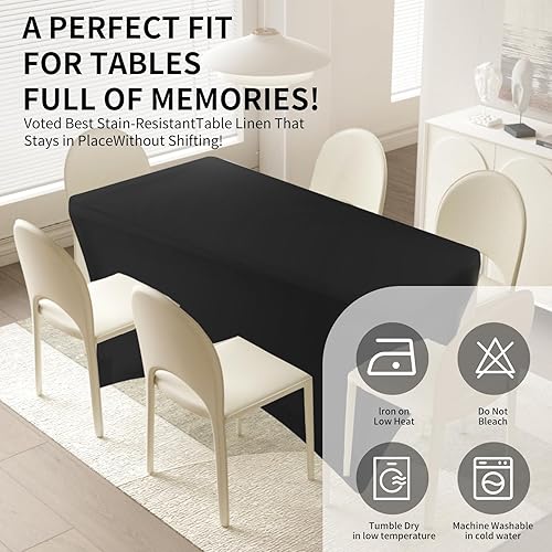 Miniatura 2 de Mantel rectangular de elastano elástico, ajustado, lavable, funda protectora, adecuado para reuniones, bodas, banquetes, fiestas y ferias