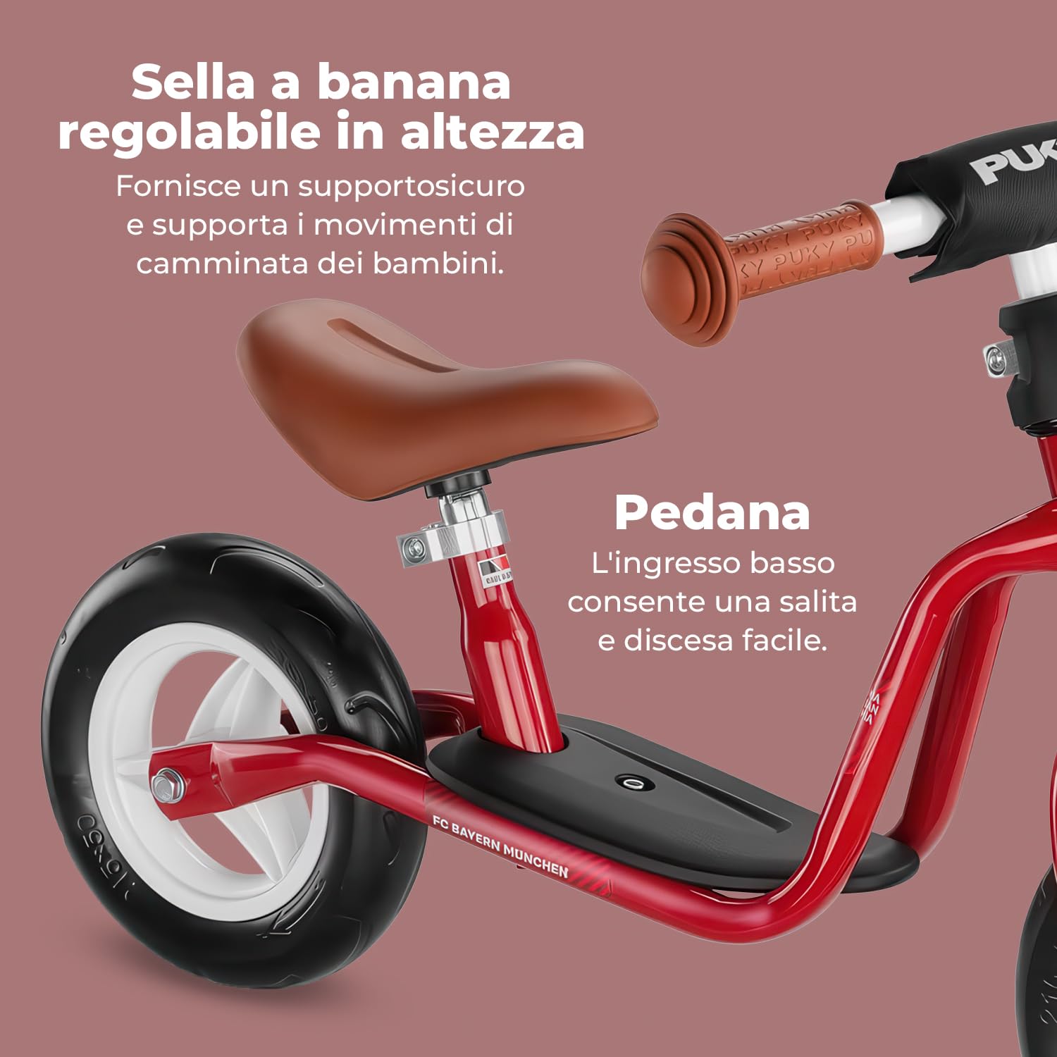 PUKY LR M | Bicicletta de equilibrio dai 2 anni | Giocattolo senza pedali bambini | Balance Bike | Monopattino con pedana | Veicolo con manopole di sicurezza | Manubrio e sella regolabili