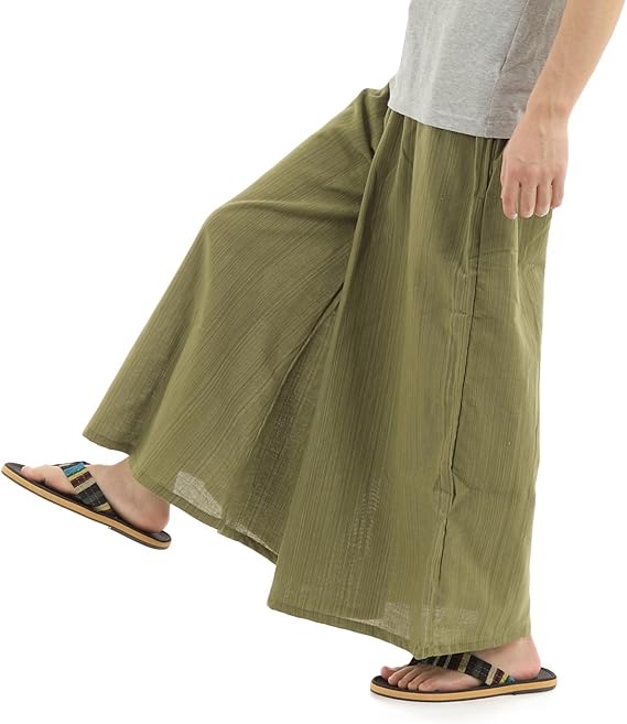 Amazon Oki オキ タイパンツ ゴム仕様 ワイドパンツ ユニセックス メンズ レディース エスニック アジアン カーキ ロング パンツ 通販