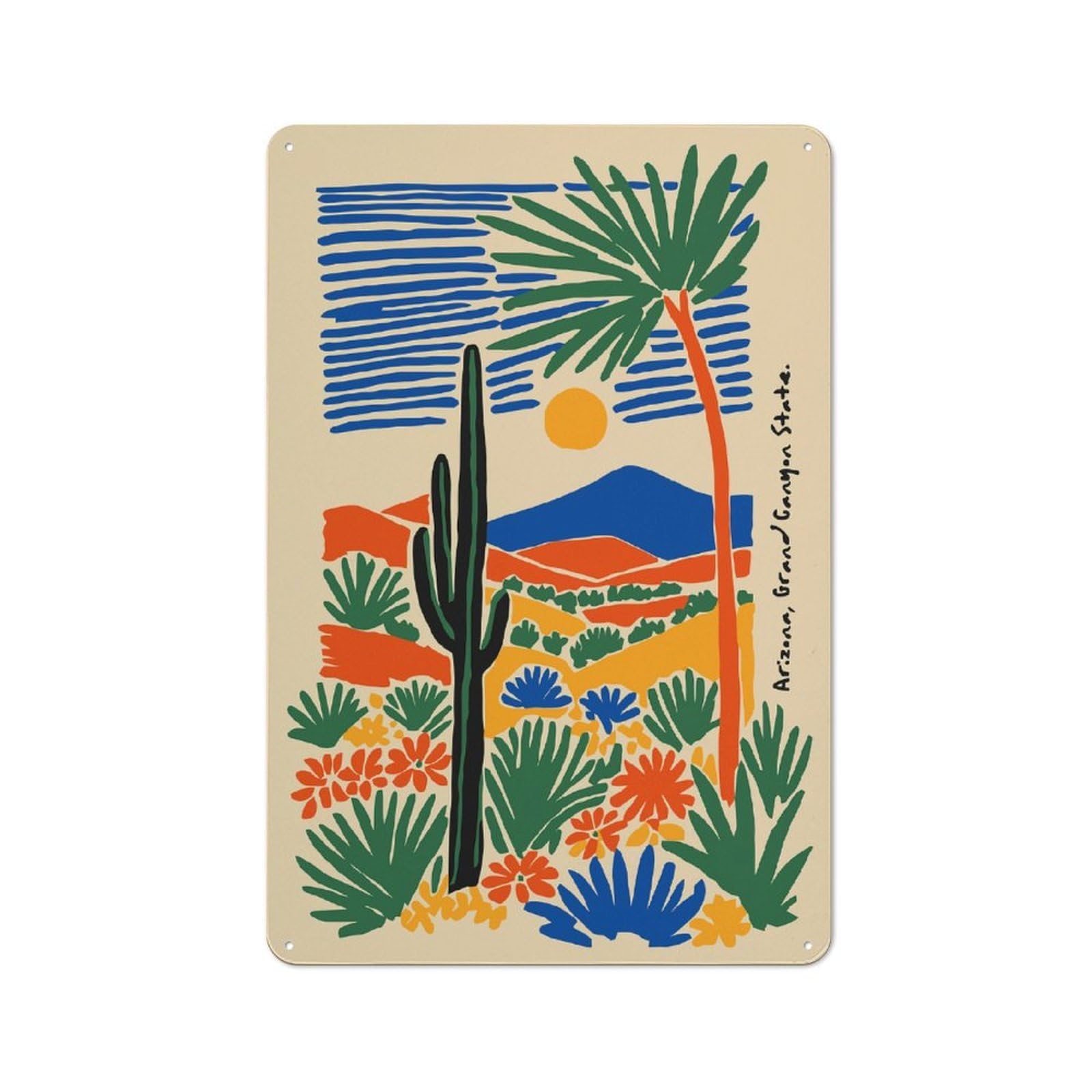 Junmoney Style-21 Vintage Tin Sign 30X20cm Featuring Arizona Grand Canyon State Illustration For Bar Or Restaurant, A Decorative Christmas Gift For Bar Decor Enthusiasts