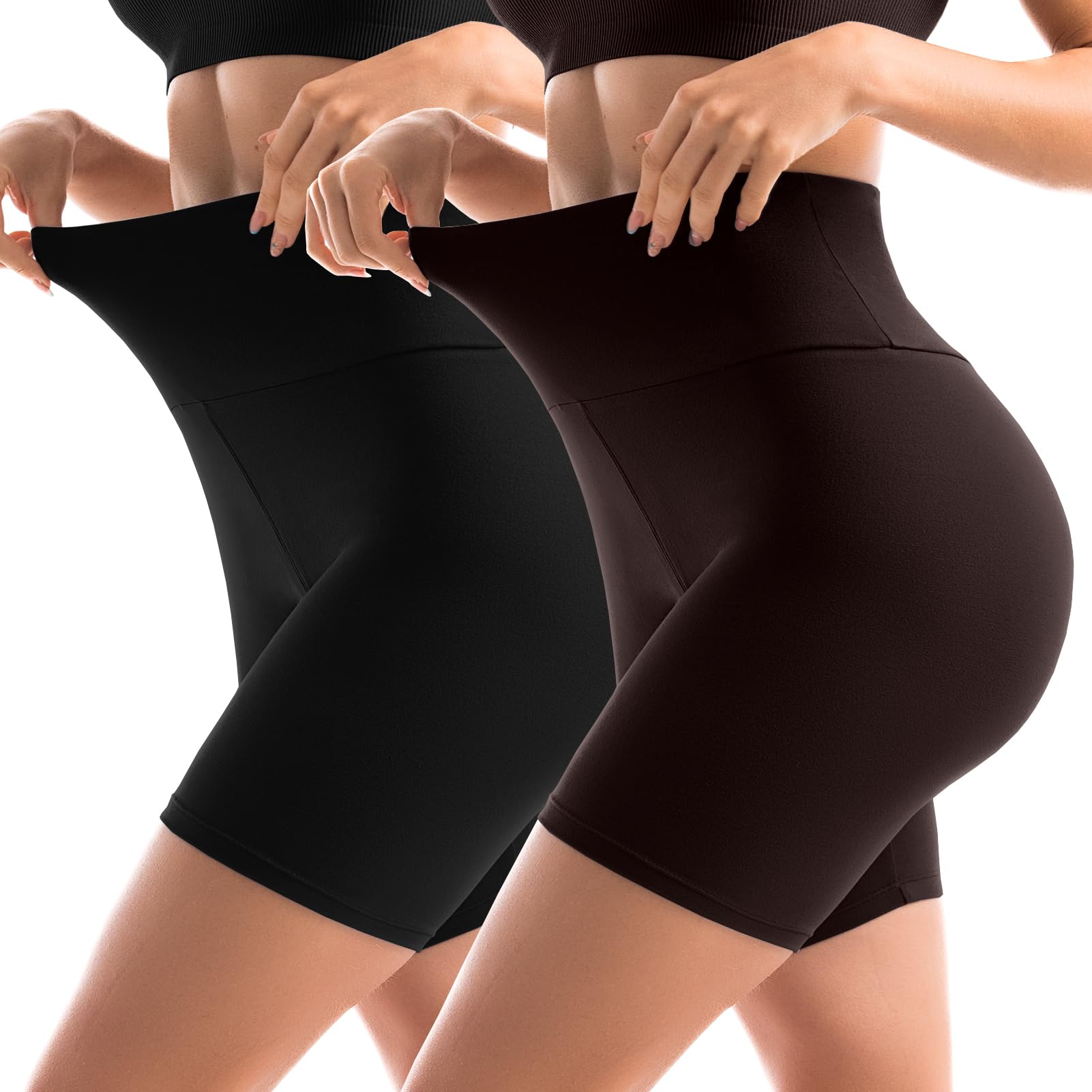 Sanpetix 2er Pack Radlerhose Damen High Waist Kurze Sporthose Leggings Blickdicht Shorts Sommer für Yoga Hose Gym