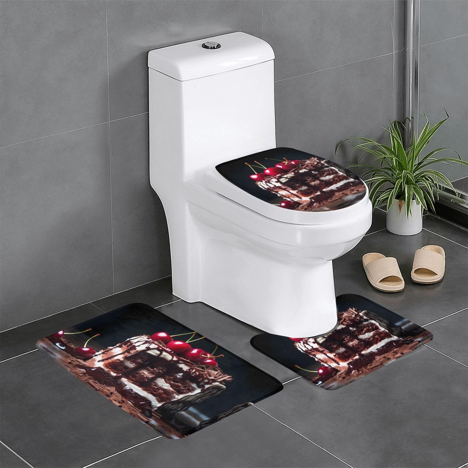 Tapis de bain Schwarzwälder Kirschtorte antidérapant pour douche sécurisée