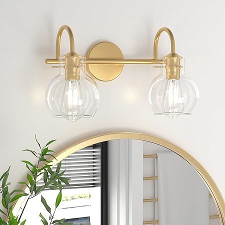 HAHZT Black and Gold Bathroom Light Fixtures 2-Lights Vanity Lights ...