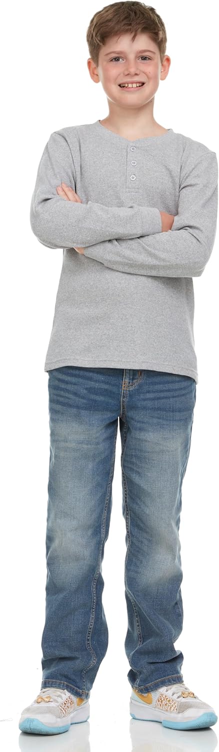 Boys' 2-Pack Thermal Henley Tops - Cozy, Breathable Long Sleeve Shirts for School and Play, Sizes 4-18 - Image 4