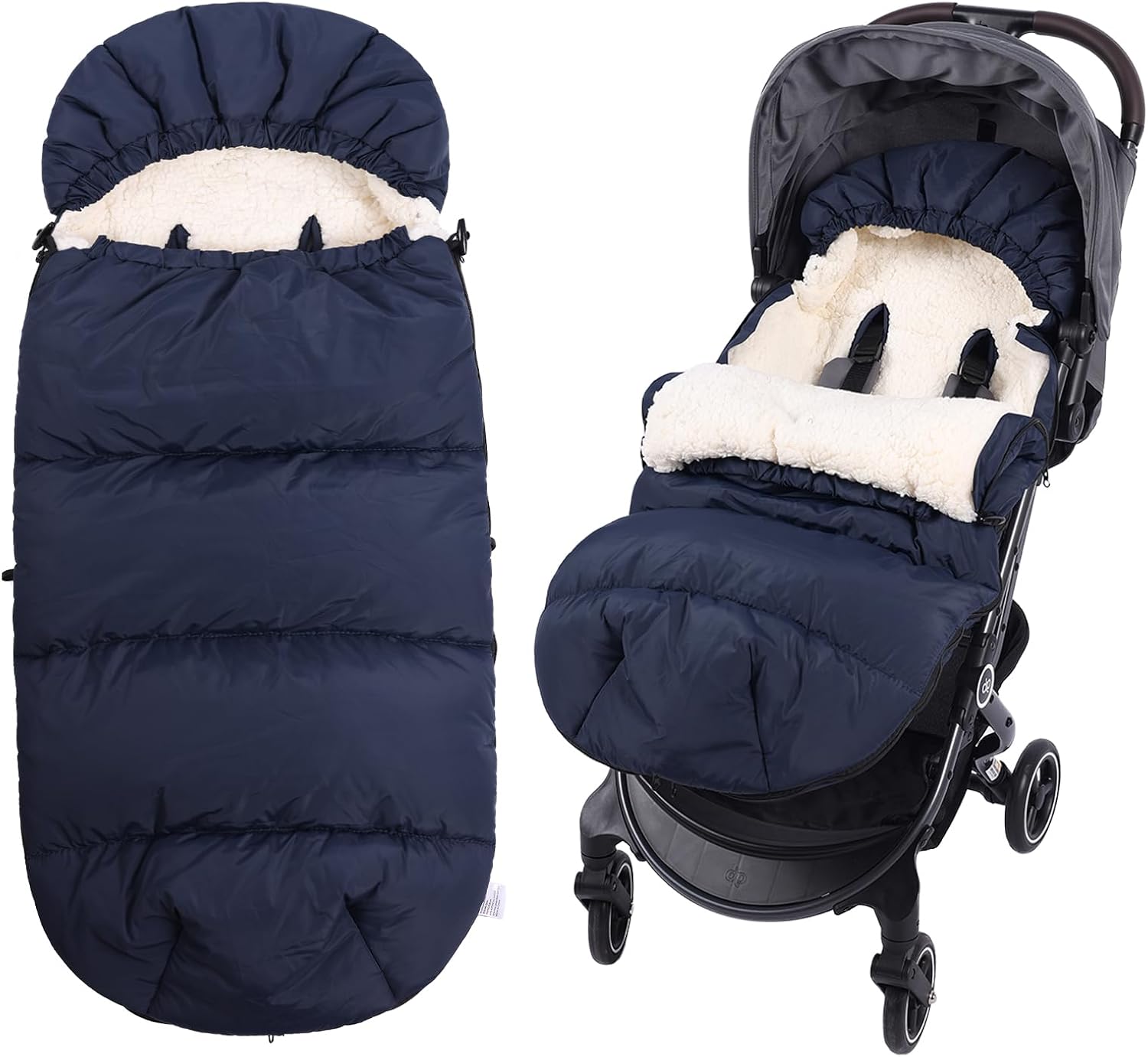 Baby Footmuff for Winter Outdoors Stroller Layer Waterproof Outer Soft Lambswool Liner Designed for Cold Wind Moisture Protection Suitable -30F/-22C Universal Fit Stroller Car Seat Cover Cozy Warm