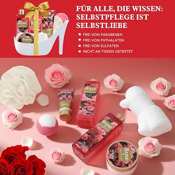 SPA LUXETIQUE Wellness Set für Frauen - 8tlg Rosenduft Bade Geschenkset mit DuschgelBodylotionSchaumbad Muttertagsgeschenk Set Geburtstagsgeschenke Geschenke für SieDamenMutter