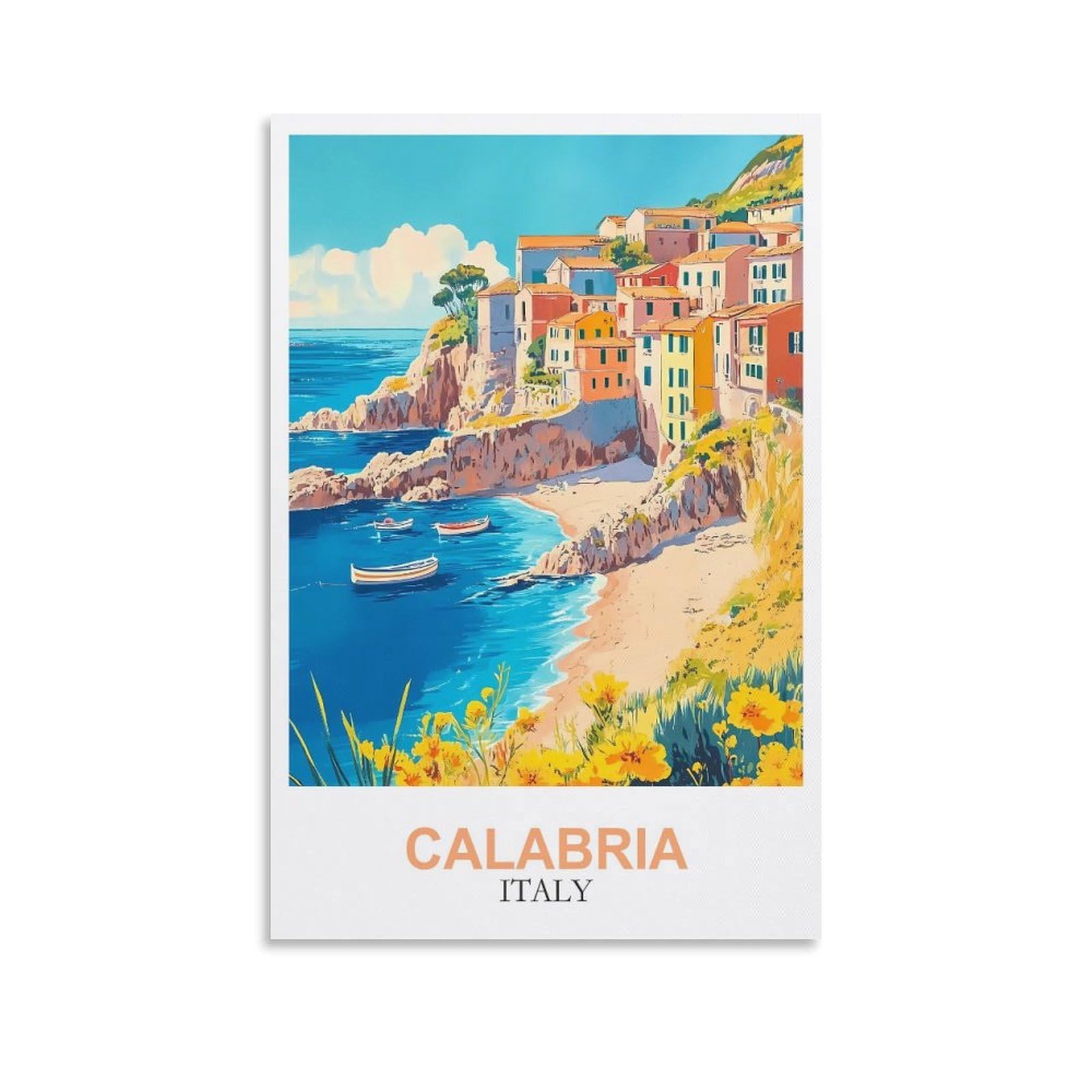 YMQWJYLW Calabria Italy Vintage Travel Posters 12x18inch(30x45cm) Canvas Printing Home Decor Wall Art Prints