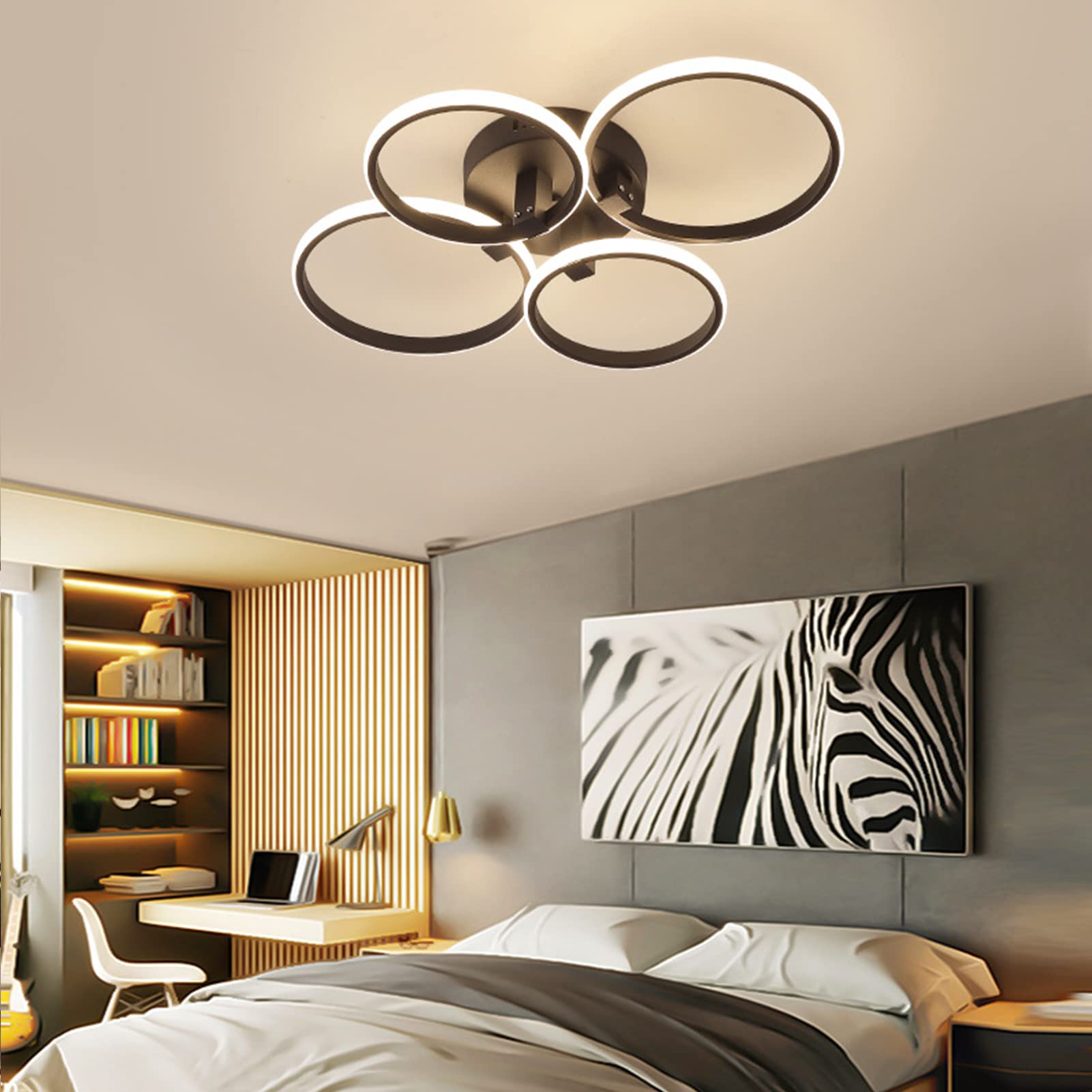 Plafonnier LED moderne noir avec éclairage de plafond pour chambre et cuisine