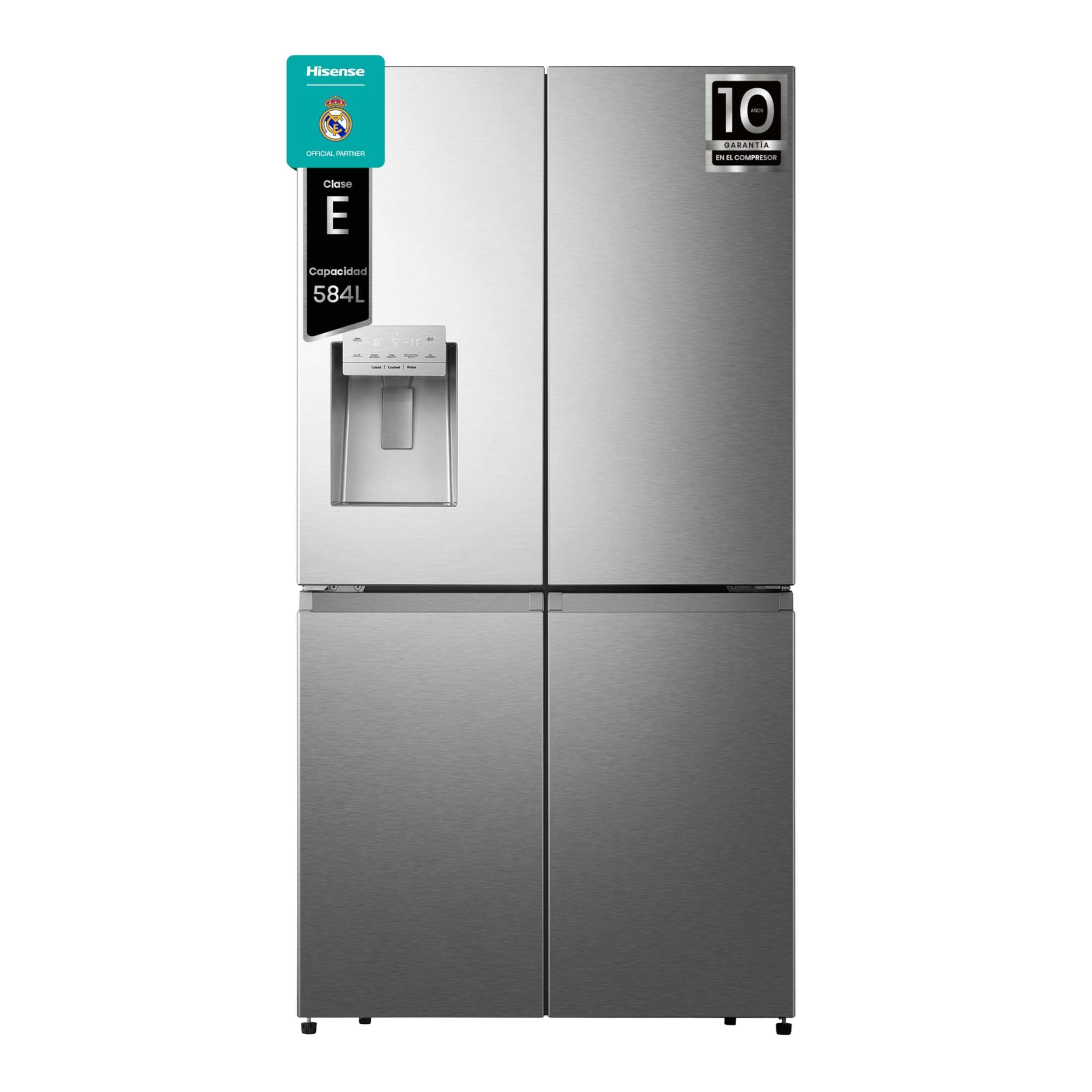 Hisense RQ760N4SASE - Frigorífico Americano Cuatro Puertas, No Frost, Puerta Cajón Frances, Total No Frost, Capacidad Neta 584 L, 1.78 m,Silencioso, Inox