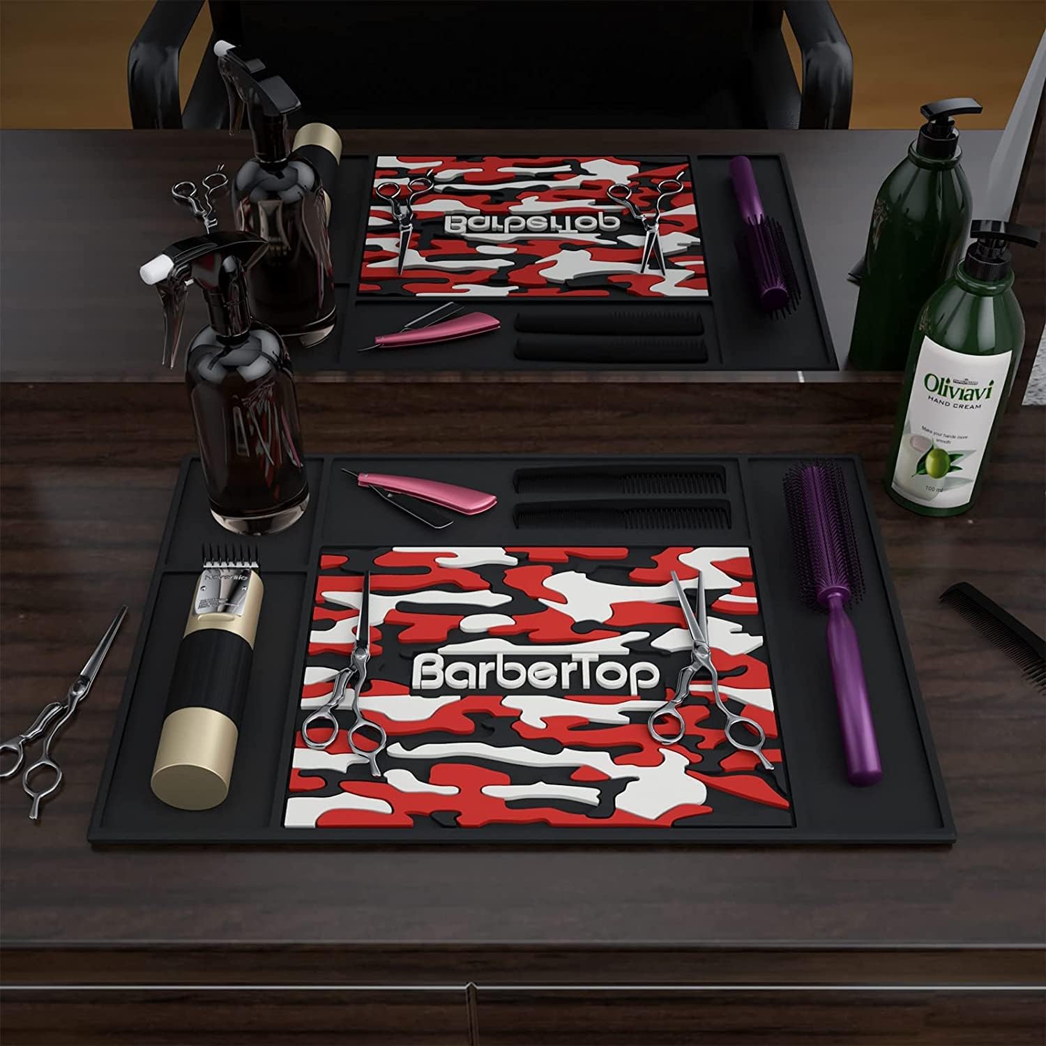Alfombrilla antideslizante para peluquería, organizador de peluquería, herramientas de afeitado, antideslizante, organizador de estación, herramientas de peluquería para salón de belleza, barbería