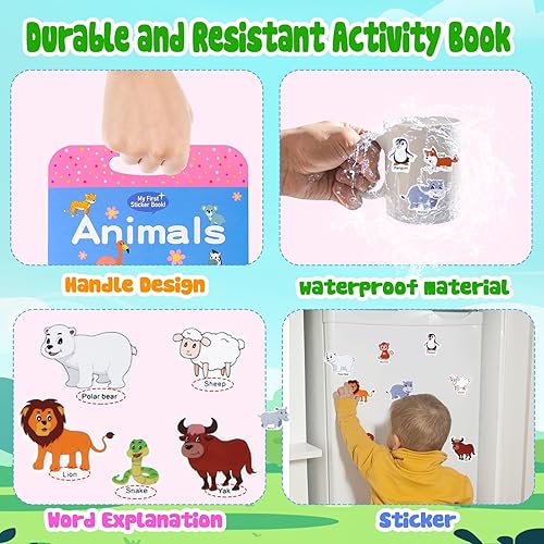 Miniatura 3 de Visfun - Libros de calcomanías reutilizables para niños, libro silencioso de gelatina divertida, calcomanías de viaje, impermeables, libro de