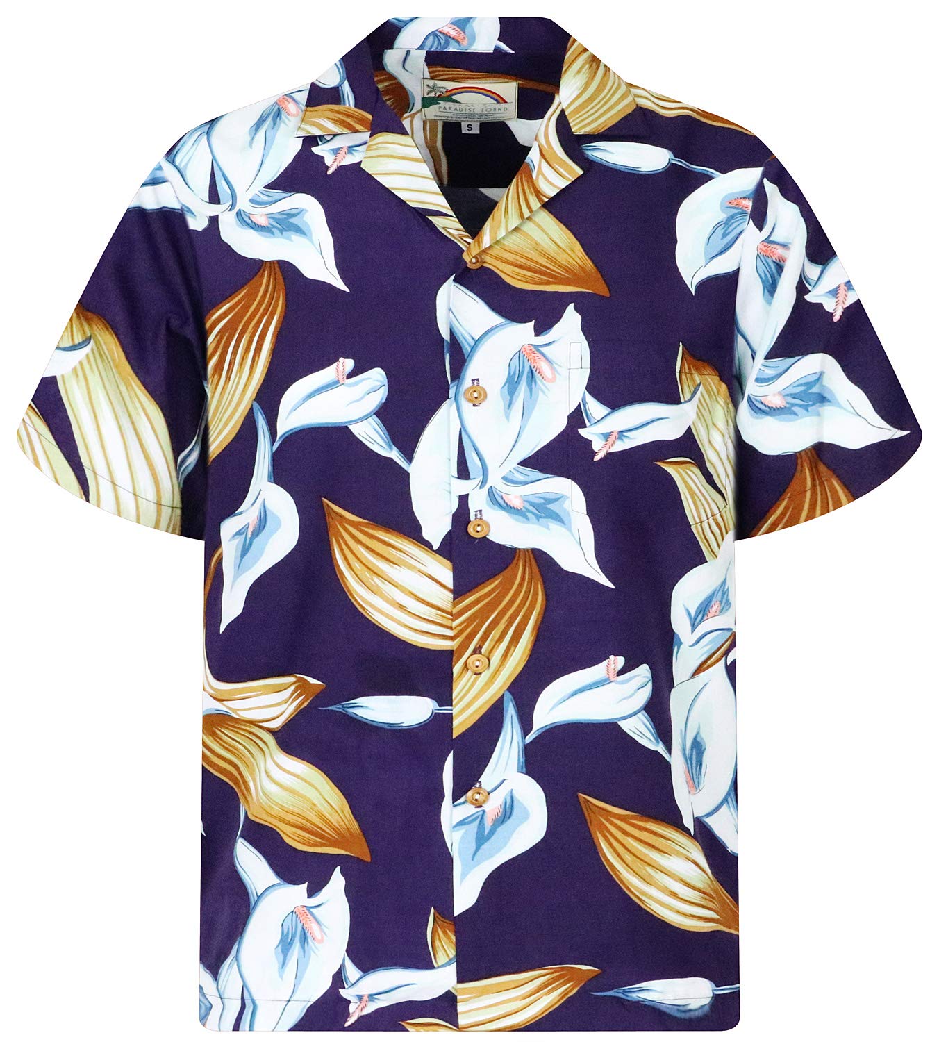 King Kameha Original Paradise Found - Camisa hawaiana para hombre, manga corta, bolsillo frontal, estampado hawaiano Magnum Tom Selleck