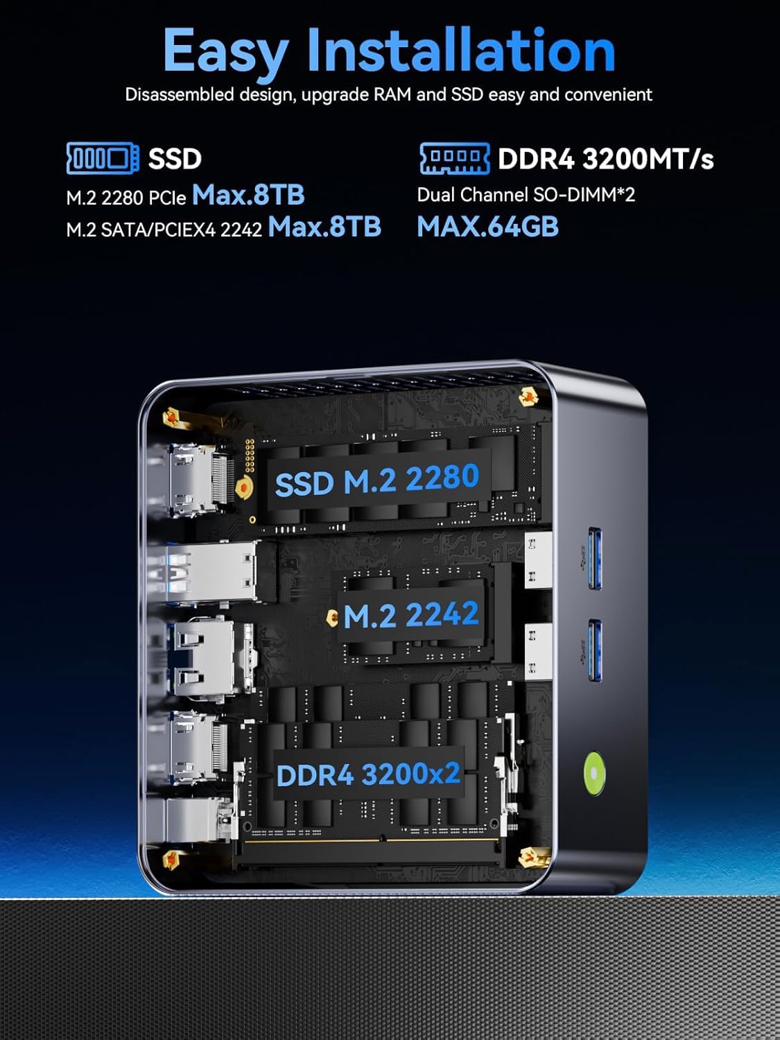 GMKtec Mini PC Intel i7 12700H (14C/20T 4.7 GHz) 16GB DDR4 1TB SSD