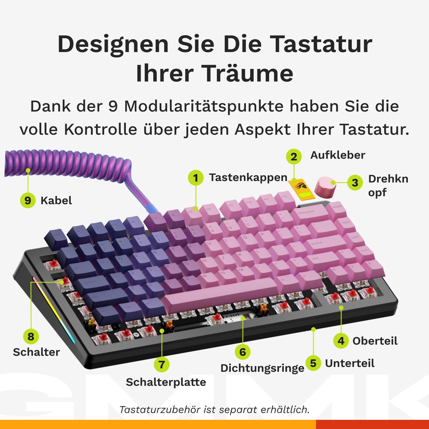 GLORIOUS GMMK 3 PRO HE 75% Anpassbare Tastatur w/Knob, ISO (Schwarz) | Rapid Trigger, Hall-Effekt, 8K-Abrufrate, Modulares Aluminiumgehäuse, Dichtungssystem, Hot-Swap für MX- & HE-Schalter, Gamer
