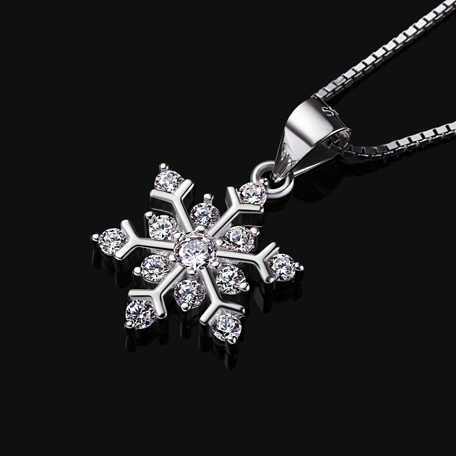 B.Catcher collana in argento con pendente in zircone a forma di fiocco di neve