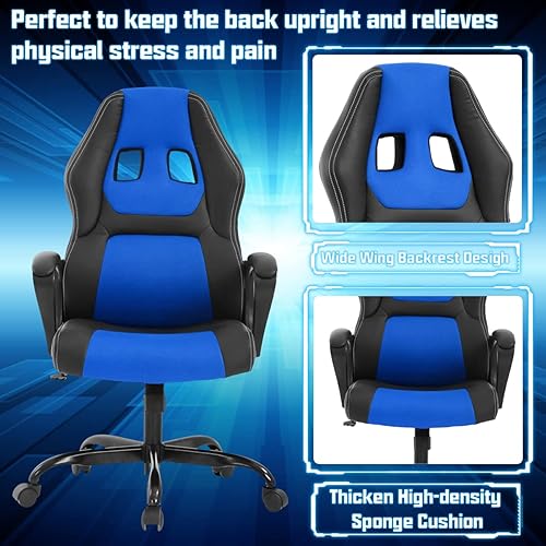 Miniatura 8 de Silla para videojuegos, silla de computadora de computadora, silla de oficina para adultos, adolescentes y niños, silla ergonómica de piel sintética