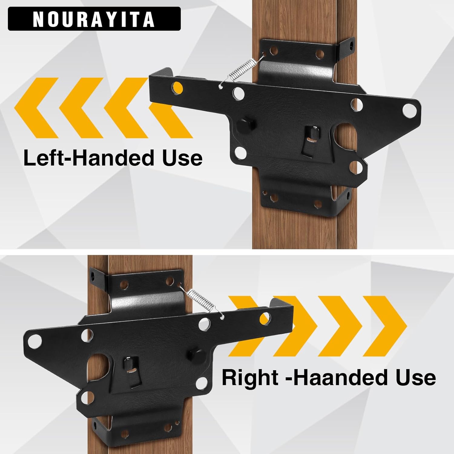 Heavy Duty Self Closing Gate Hinge and Latch Kit for Wooden/Vinyl Fence Gate Rust Proof Gate Hardware Kit 4 Adjustable Self Closing Hinges & 2 Post Mount Self Locking Gate Latch (Black)