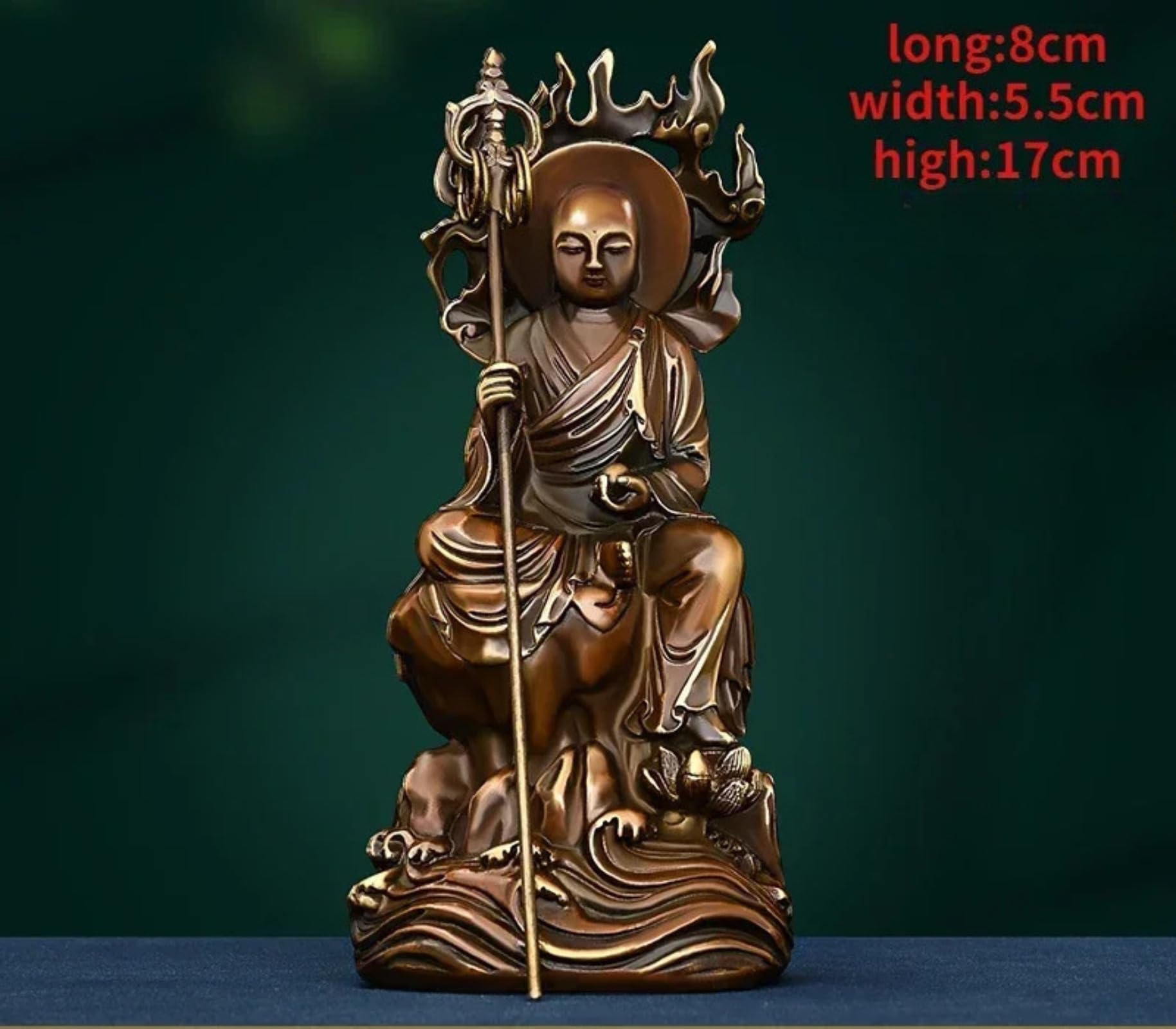 Statua ornamentale in rame Buddha People Dizang Pusa, 17 cm, statua seduta Bodhisattva, per casa e ufficio, decorazione Fengshui