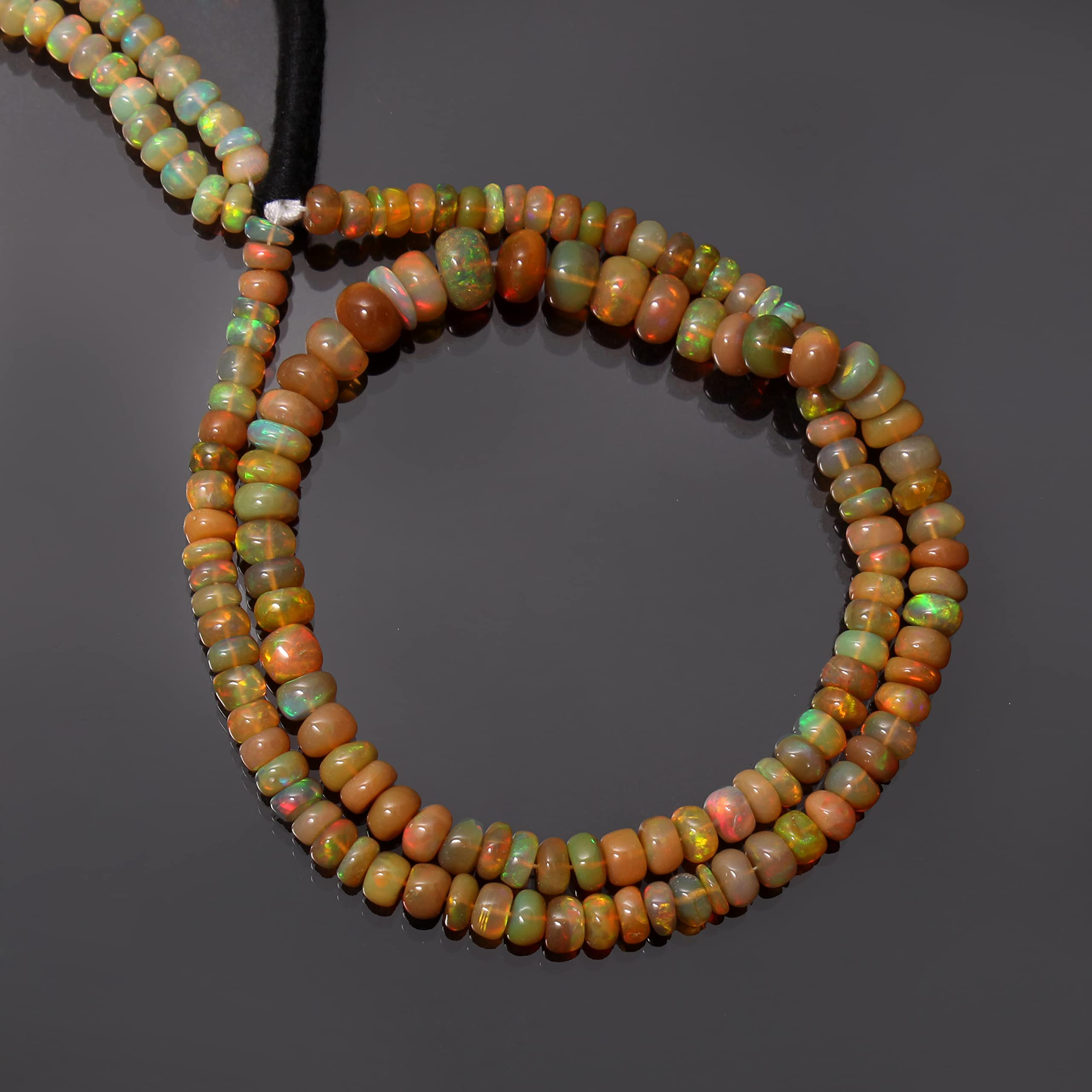 Ogniste koraliki z etiopskiego opalu, gładkie okrągłe koraliki z opalu, 5-8,5 mm Welo Fire Opal koraliki, naturalny opal 40 cm sznur