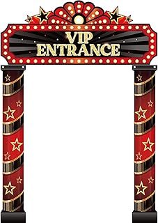 Peryiter 3 Pcs Casino Movie Night Porch Sign Banner Movie Casino Theme Party Decorations VIP Door Entrance Banner Movie Theater Welcome Porch Sign Red Carpet Party Decoration(Movie Night)