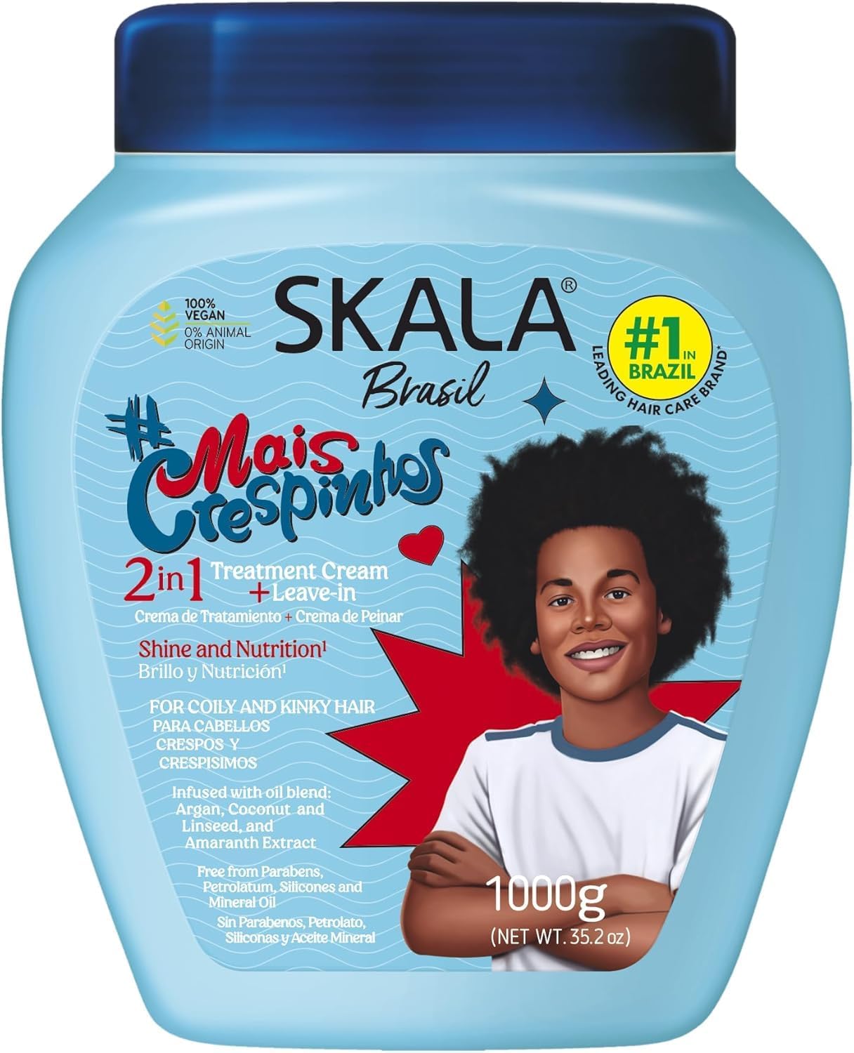SKALA Mais Crespinhos 2 in 1 Creme para Pentear/Creme Hidratante, Net.Wt 1000g