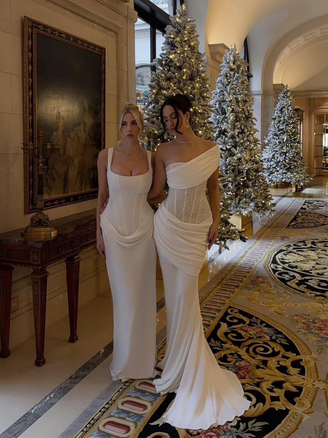 Satin Corset Prom Dresses Long Mermaid Square Neck Bridemaid Dress Ruched Formal Evening Gown - Image 4