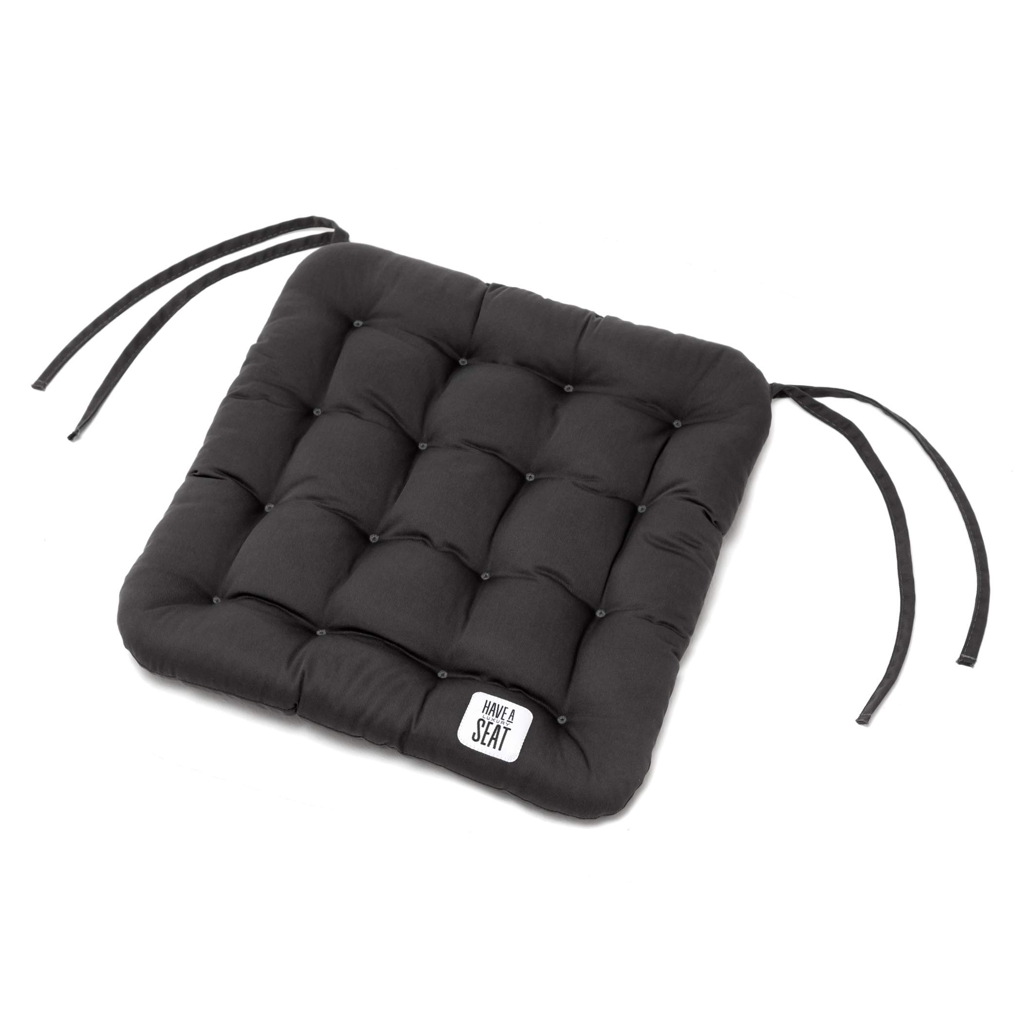 HAVE A SEAT Luxury – poduszka do siedzenia 40 x 40 cm – wygodna poduszka na krzesło, ortopedyczna, nadaje się do prania w temperaturze do 95 °C, nadaje się do suszenia w suszarce, trwałe kolory – Made in Germany – (zestaw 2 sztuk, szaro-