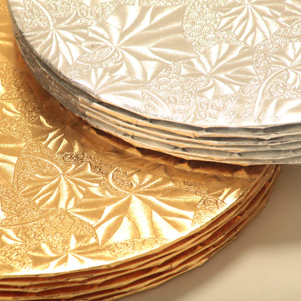 14 inch Silver Round Thin Sturdy Cake Board Drums for Displaying Cakes, 1/4 inch Thick, (1-Pack)