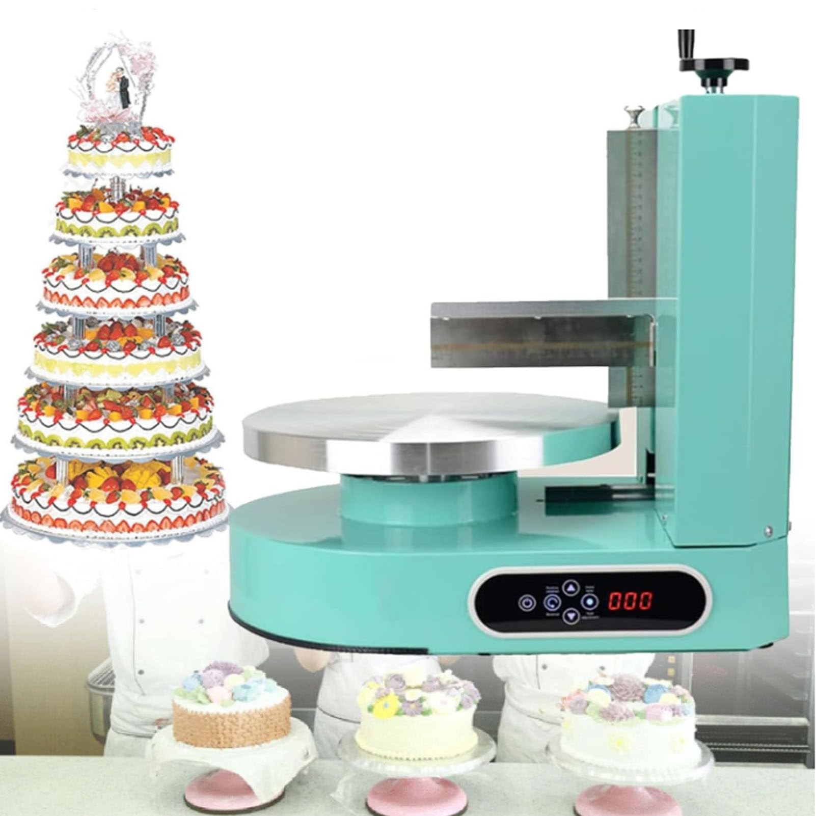 Machine à glacer Les gâteaux - Outil Automatique de décoration et de lissage, réglable pour Les gâteaux de 10 à 30 cm, lisseur à glaçage Portable pour la pâtisserie et Les gâteaux d'annivers