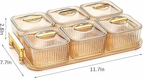 Miniatura 2 de WUWEOT Bandeja para servir nueces y dulces, cuencos divididos para servir aperitivos, compartimento de plástico, plato de exhibición de alimentos
