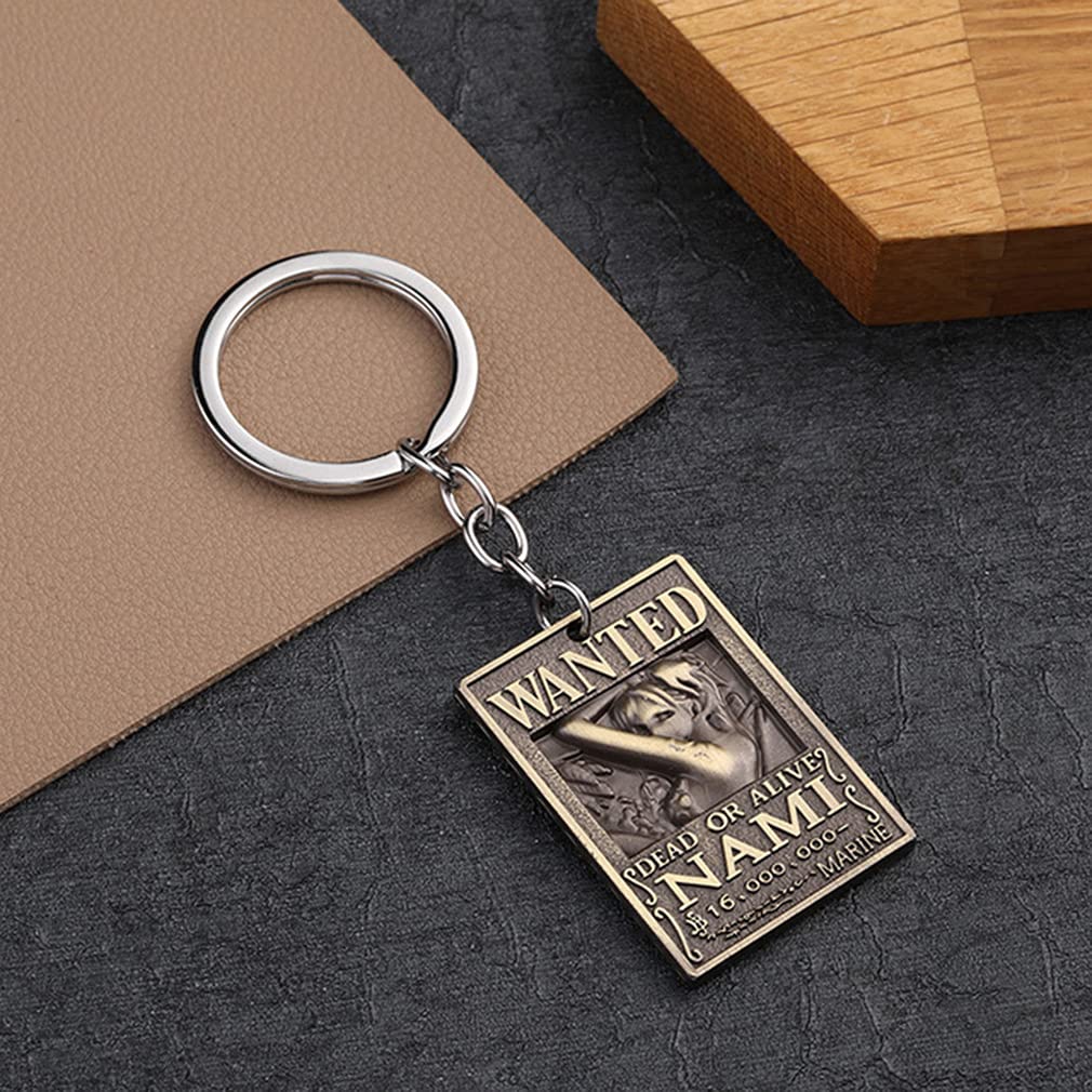 KOGNGU Hot Japan Anime One Piece Keychain Rings Earrings Necklace Girls Gift (Nami)