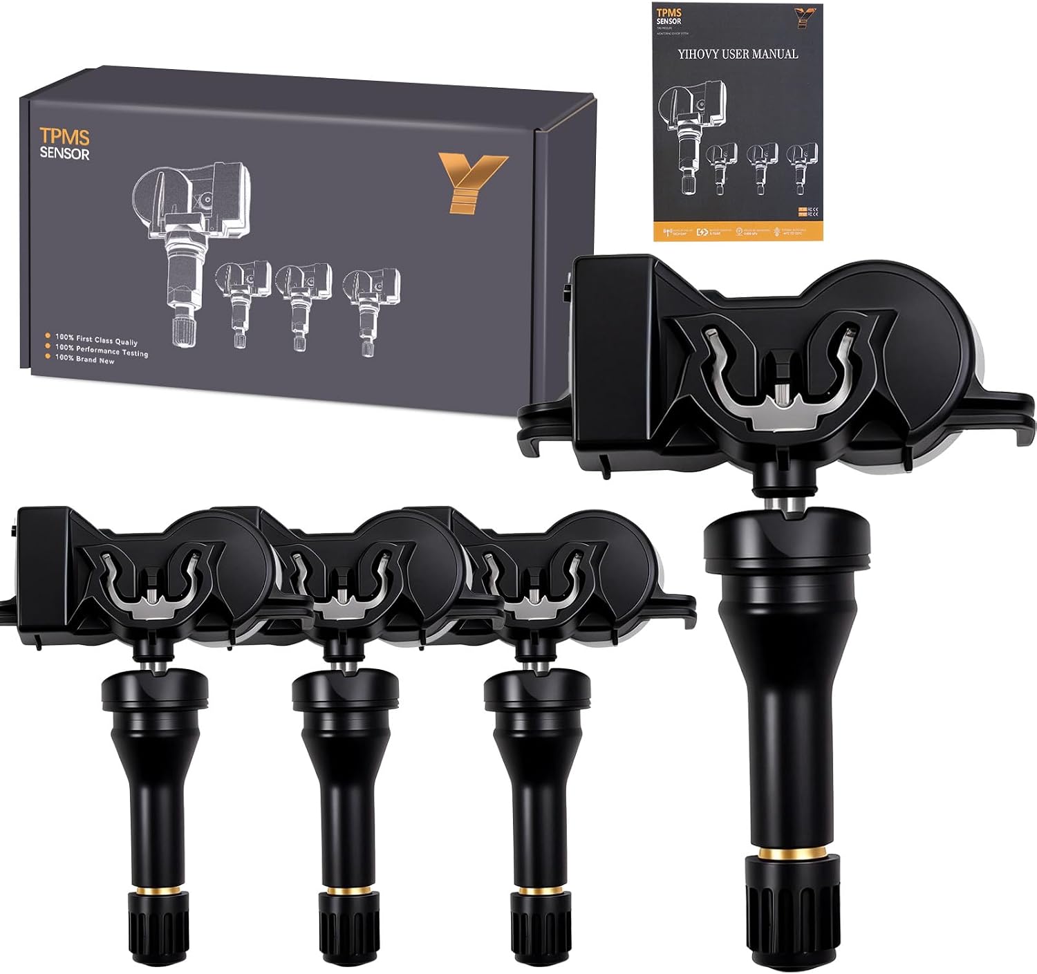 4PCS Pre-Programmed Tire Pressure Monitoring Sensor 433MHz TPMS 68252493AB Fit for Dodge Durango Dart，Fit for Jeep Compass Grand Cherokee Renegade Wagoneer, Fit for Chrysler Pacifica Voyager