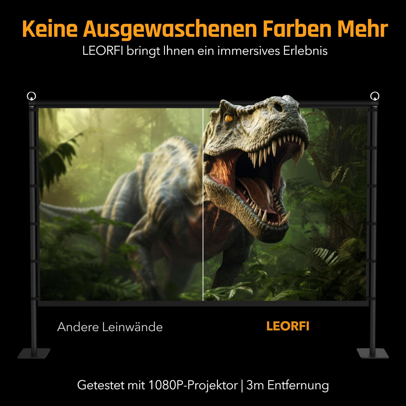Beamer Leinwand Outdoor mit Ständer: LEORFI 120 Zoll Projektionswand Ständer Portable faltbar Front/Rückprojektion Bodenleinwand mit Tragetasche - Upgraded Sturdy Base für Heimkino, Filme Nächte